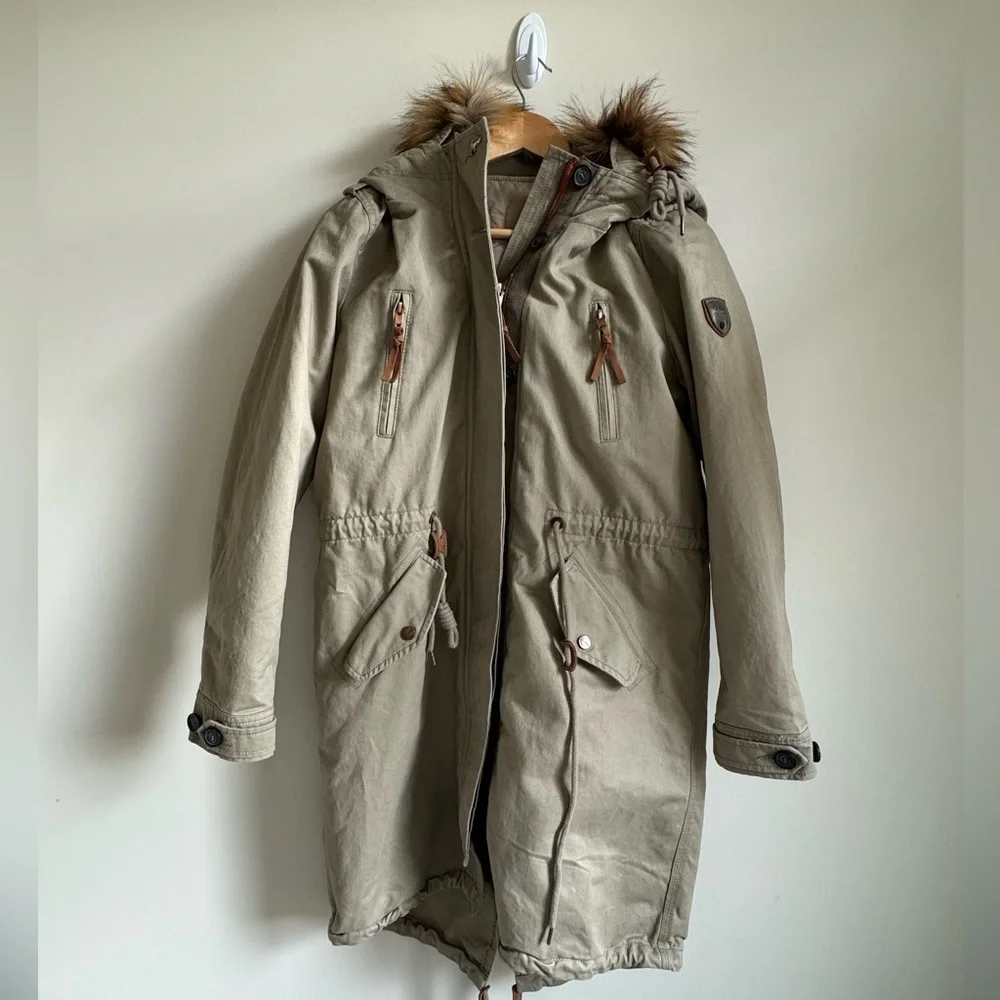 NWT Only Olive Hooded Parka Jacket, removable lining, Women's Size S - Picture 1 of 12